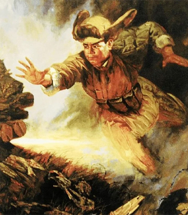 上甘嶺戰(zhàn)場黃繼光以血肉之軀堵住敵軍機槍射孔